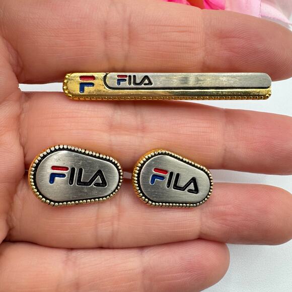 Rare Vintage FILA Tie Bar Tie Clip Cufflinks Set Logo 
Men’s Sporty 90s Sports - Picture 3 of 12